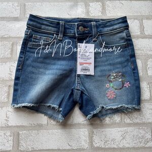 Girls Disney‎ Minnie Mouse Sequin Logo Mid Rise Jean Shorts Size 5